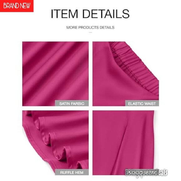 Elegant Satin Maxi Skirt High Waisted A-Line Formal Cocktail Night Out - Picture 7 of 8